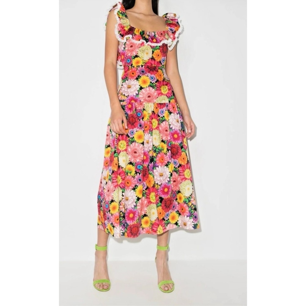 BORGO DE NOR Jessie Over the Rainbow Floral Midi Dress Size 10 NWOT Colorful
